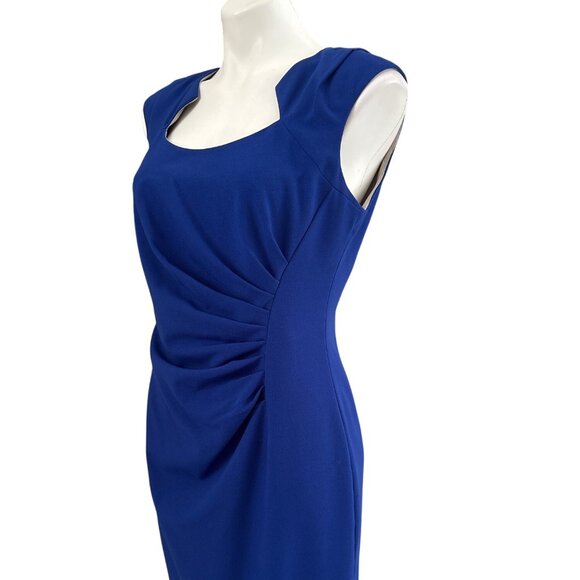 Calvin Klein Royal Blue Sleeveless Ruched Sheath Dress, Women's Size 10 - Picture 8 of 10